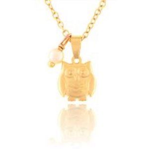 Girl Nation Enamel Child Necklace 14K Gold Plated Pretty OWL A24
